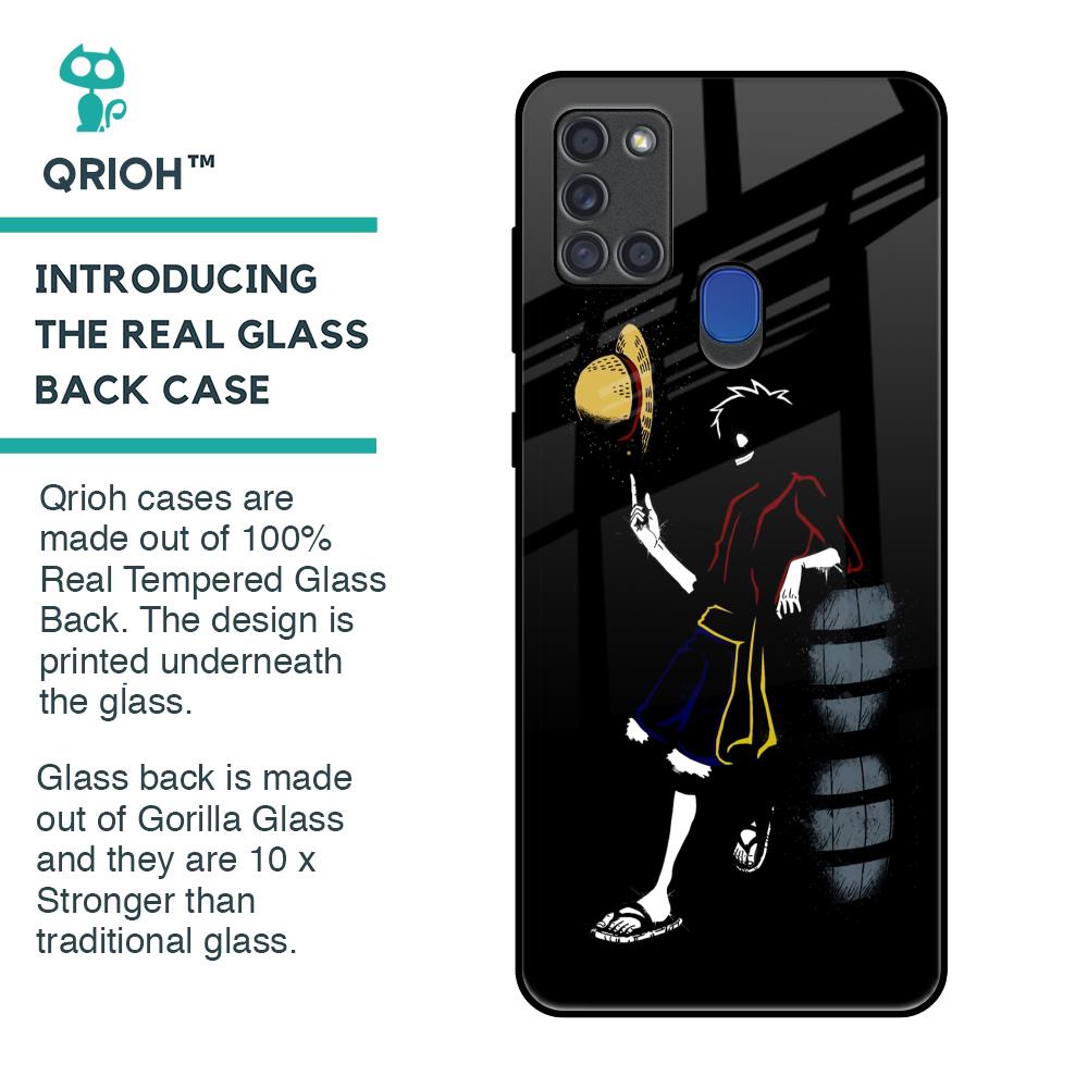 Luffy Line Art Glass Case for Samsung A21s