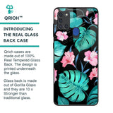 Tropical Leaves & Pink Flowers Glass Case for Samsung A21s