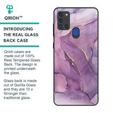 Purple Gold Marble Glass Case for Samsung A21s