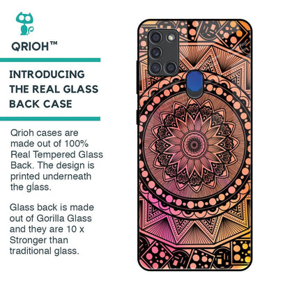 Floral Mandala Glass Case for Samsung A21s