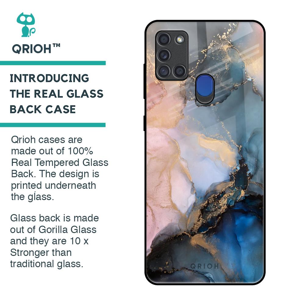 Marble Ink Abstract Glass Case for Samsung A21s