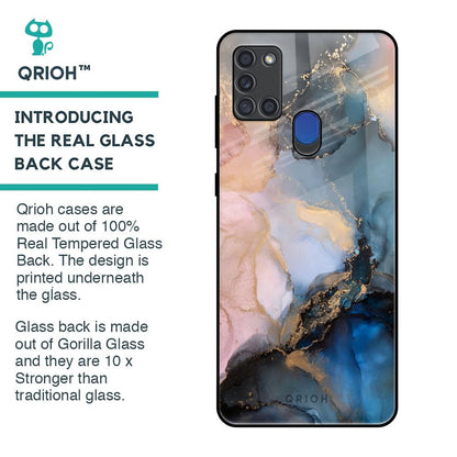 Marble Ink Abstract Glass Case for Samsung A21s