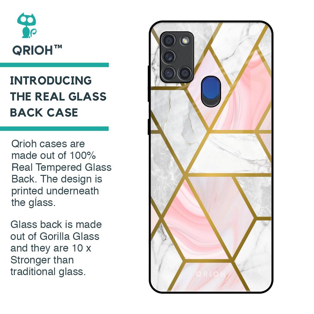 Geometrical Marble Glass Case for Samsung A21s