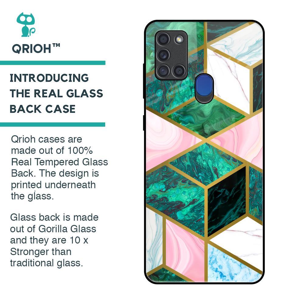 Seamless Green Marble Glass Case for Samsung A21s