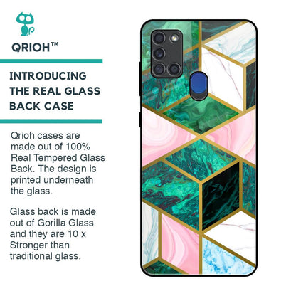Seamless Green Marble Glass Case for Samsung A21s