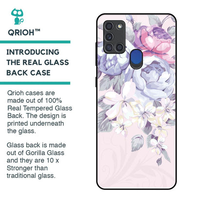 Elegant Floral Glass Case for Samsung A21s