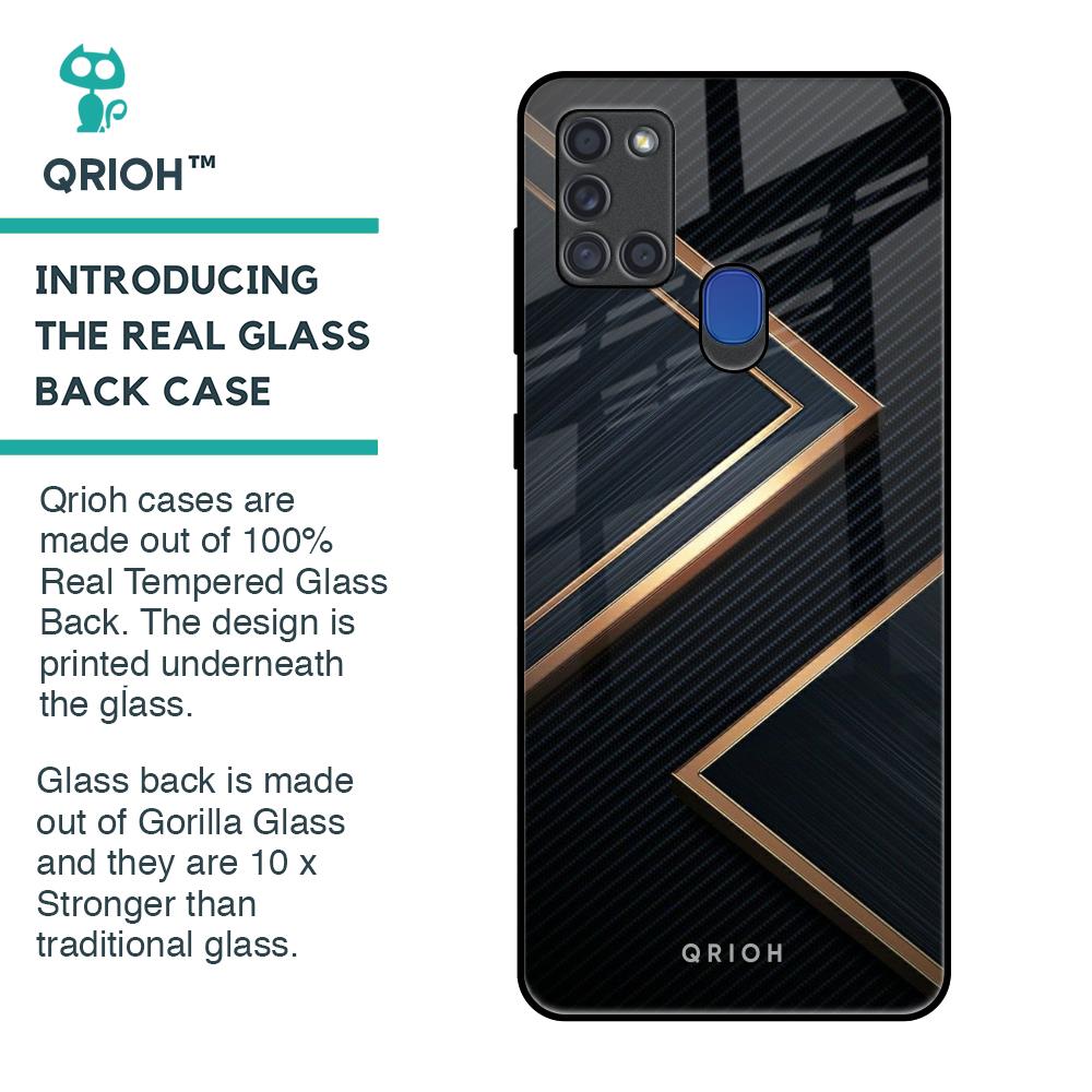 Sleek Golden & Navy Glass Case for Samsung A21s