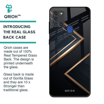 Sleek Golden & Navy Glass Case for Samsung A21s