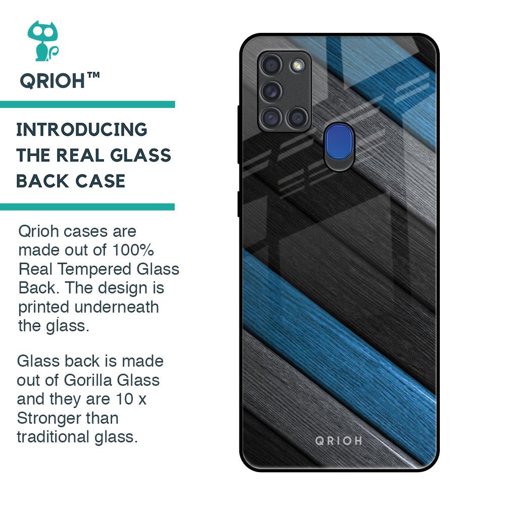 Multicolor Wooden Effect Glass Case for Samsung A21s