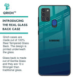 Green Triangle Pattern Glass Case for Samsung A21s