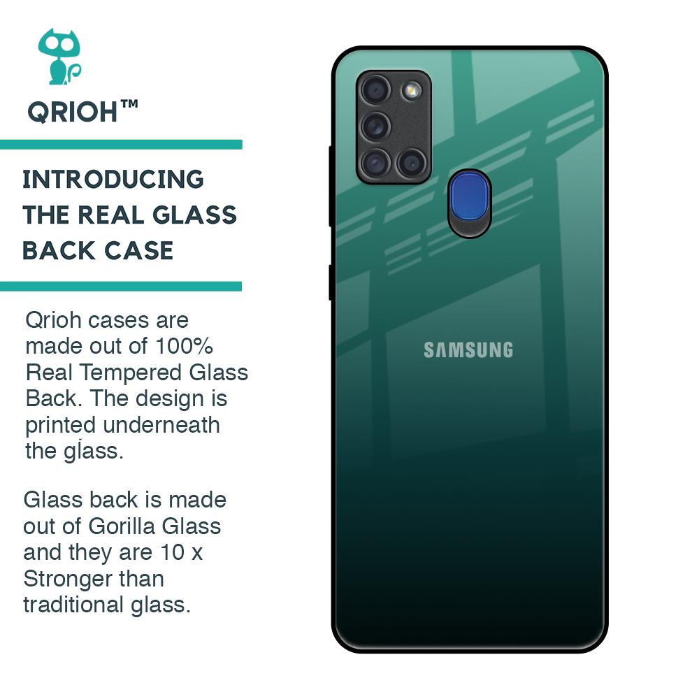 Palm Green Glass Case For Samsung A21s