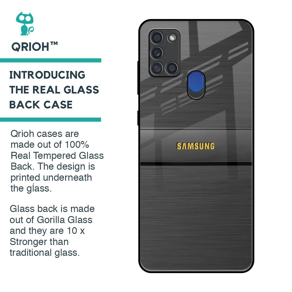 Grey Metallic Glass Case For Samsung A21s