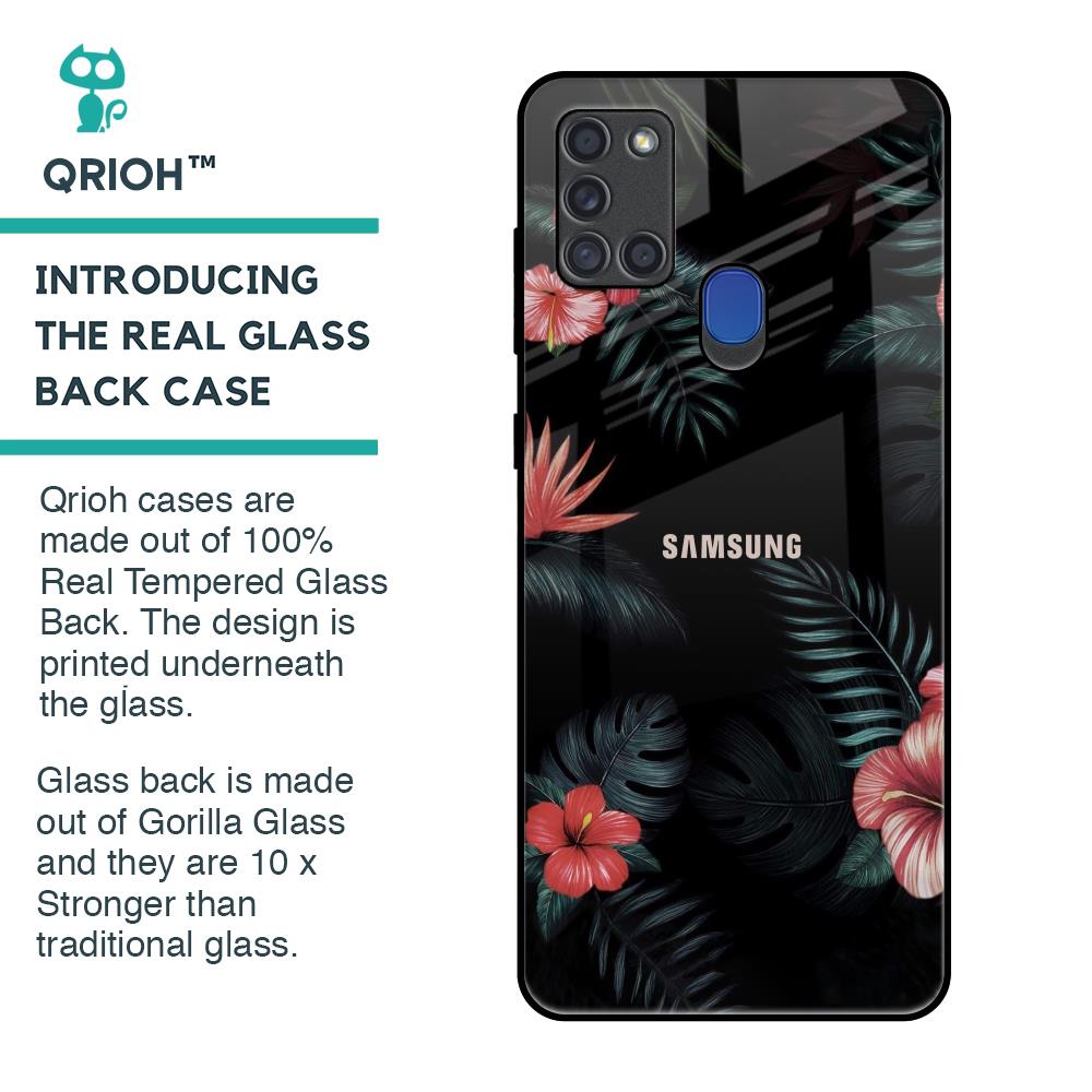 Tropical Art Flower Glass Case for Samsung A21s