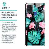 Tropical Leaves & Pink Flowers Glass case for Samsung Galaxy A21s