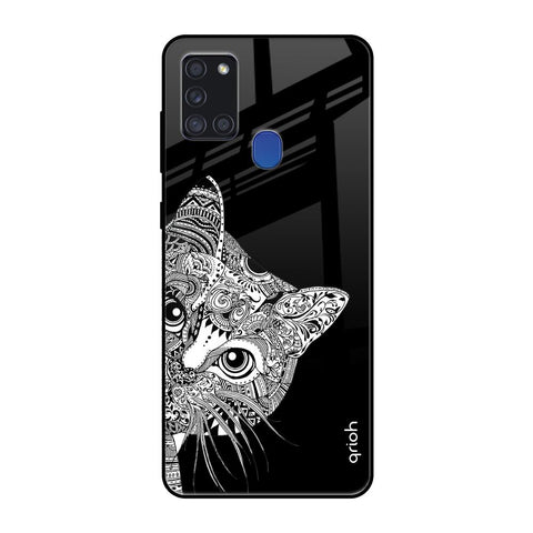 Kitten Mandala Samsung Galaxy A21s Glass Cases & Covers Online