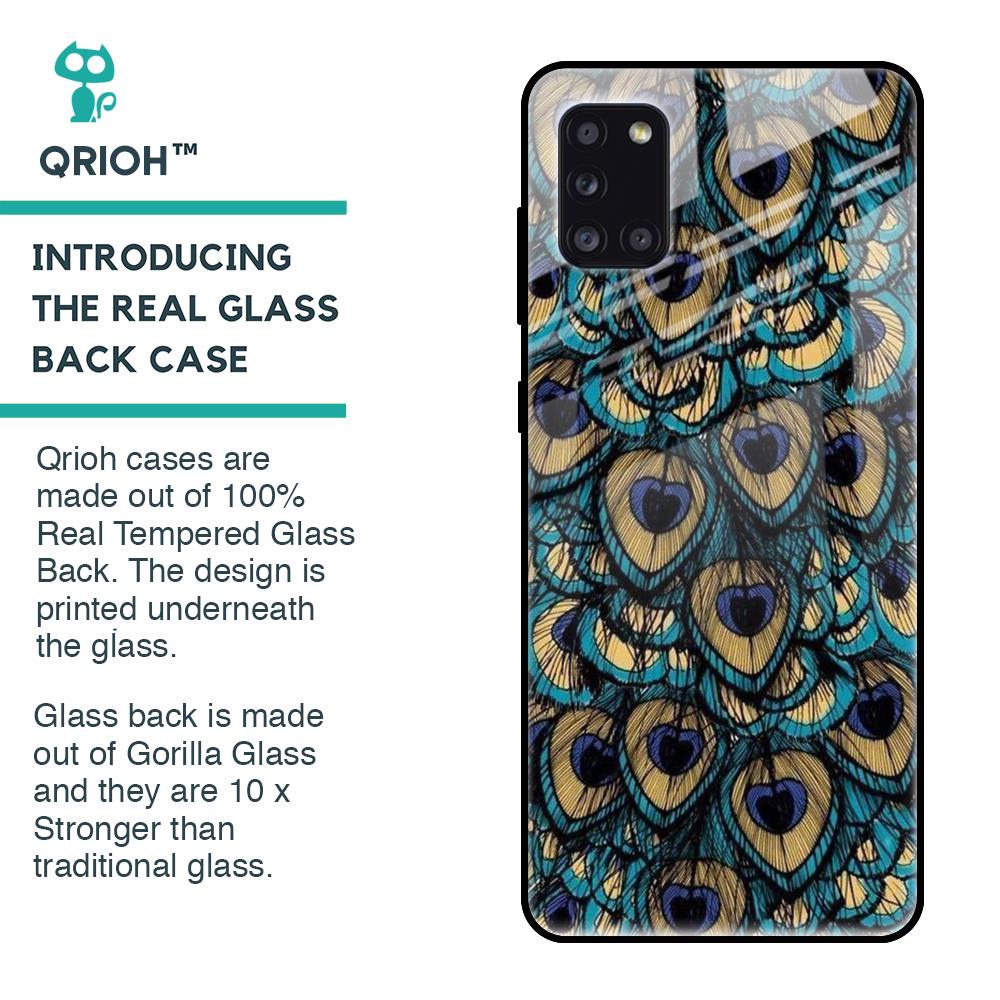 Peacock Feathers Glass case for Samsung Galaxy A31