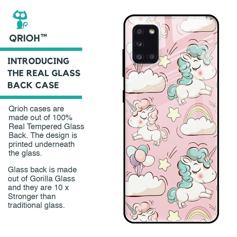 Balloon Unicorn Glass case for Samsung Galaxy A31