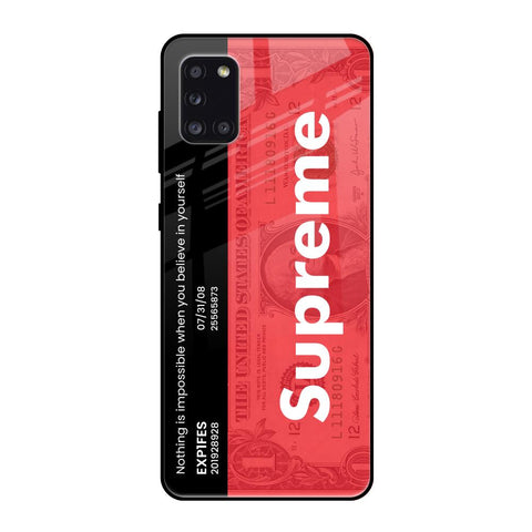 Supreme Ticket Samsung Galaxy A31 Glass Back Cover Online
