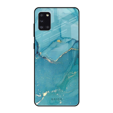 Blue Golden Glitter Samsung Galaxy A31 Glass Back Cover Online