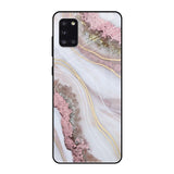 Pink & Gold Gllitter Marble Samsung Galaxy A31 Glass Back Cover Online
