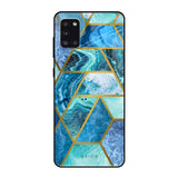 Turquoise Geometrical Marble Samsung Galaxy A31 Glass Back Cover Online