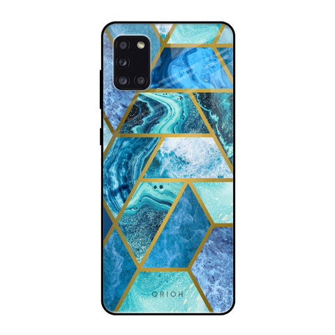 Turquoise Geometrical Marble Samsung Galaxy A31 Glass Back Cover Online