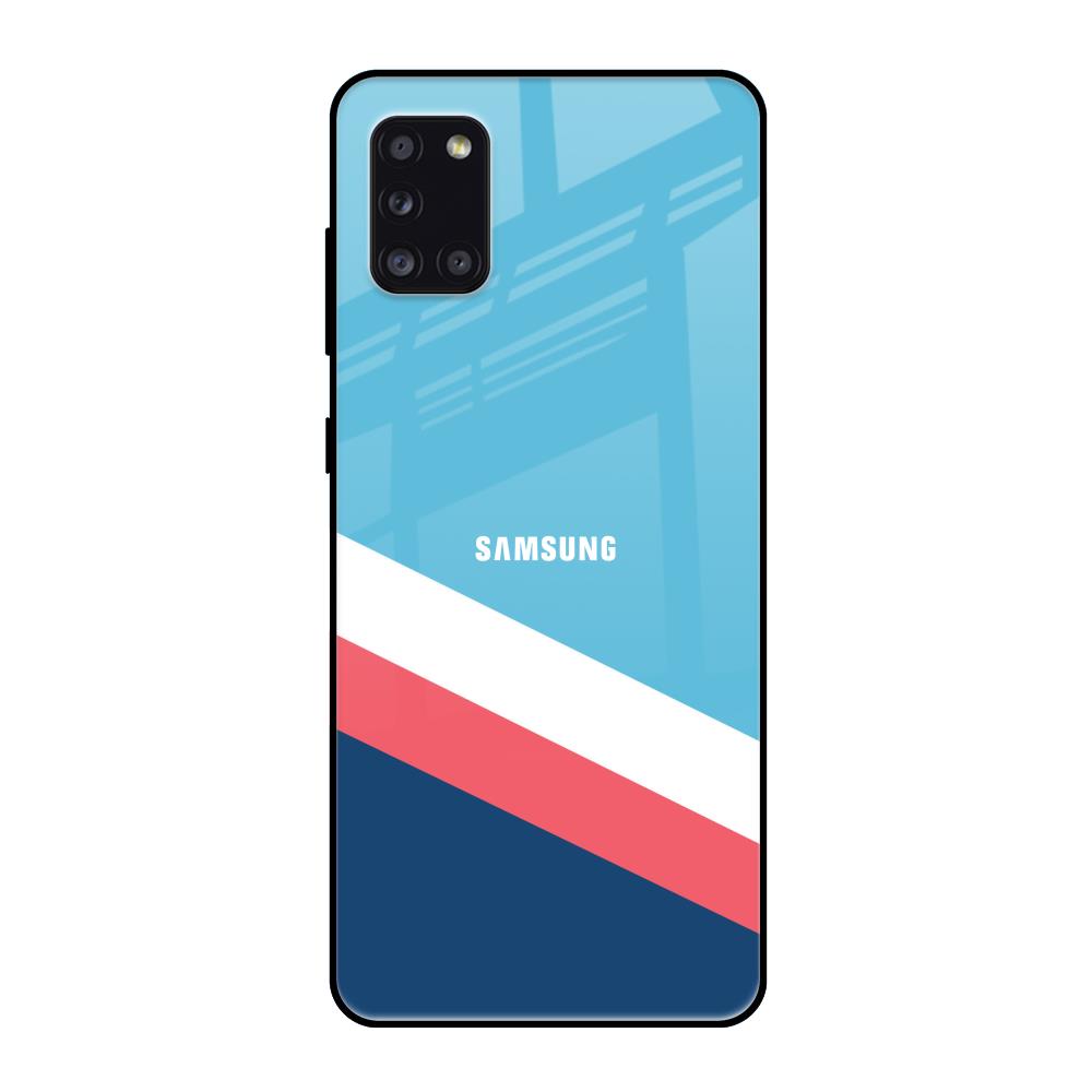 Pink & White Stripes Samsung Galaxy A31 Glass Back Cover Online