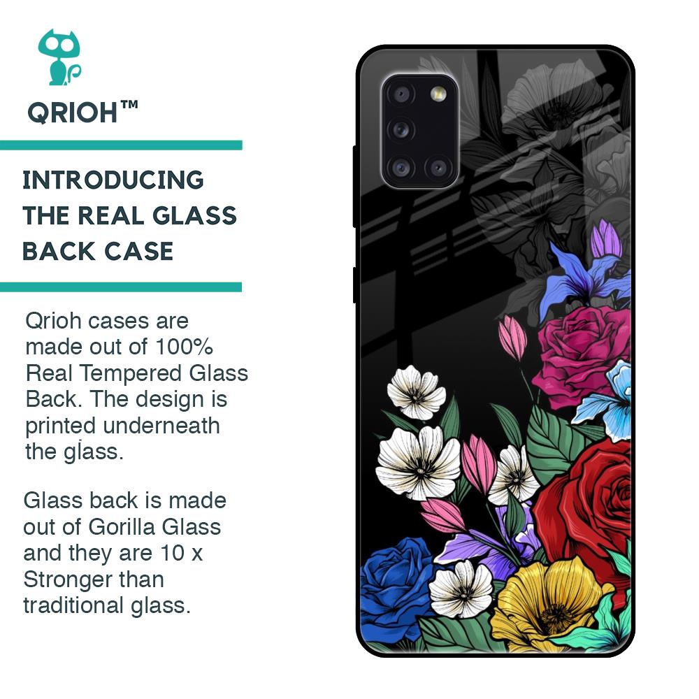 Rose Flower Bunch Art Glass Case for Samsung Galaxy A31