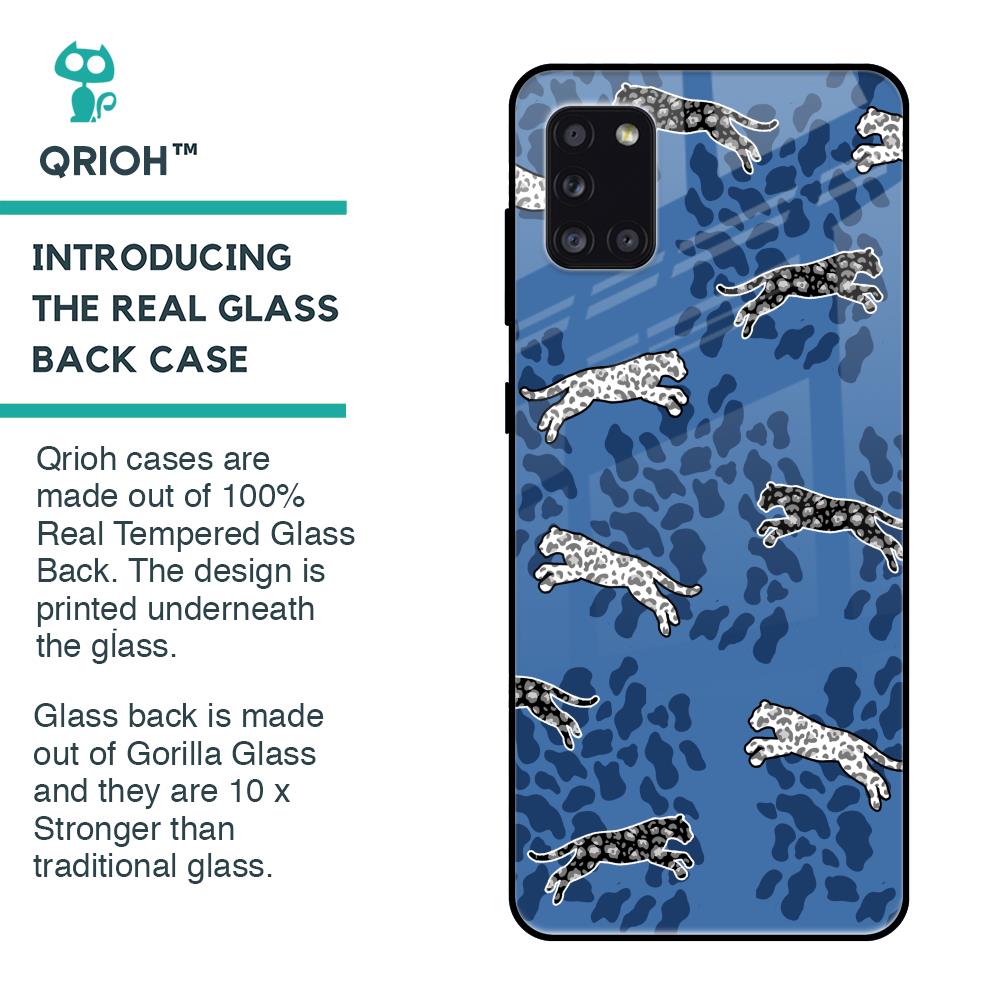 Blue Cheetah Glass Case for Samsung Galaxy A31
