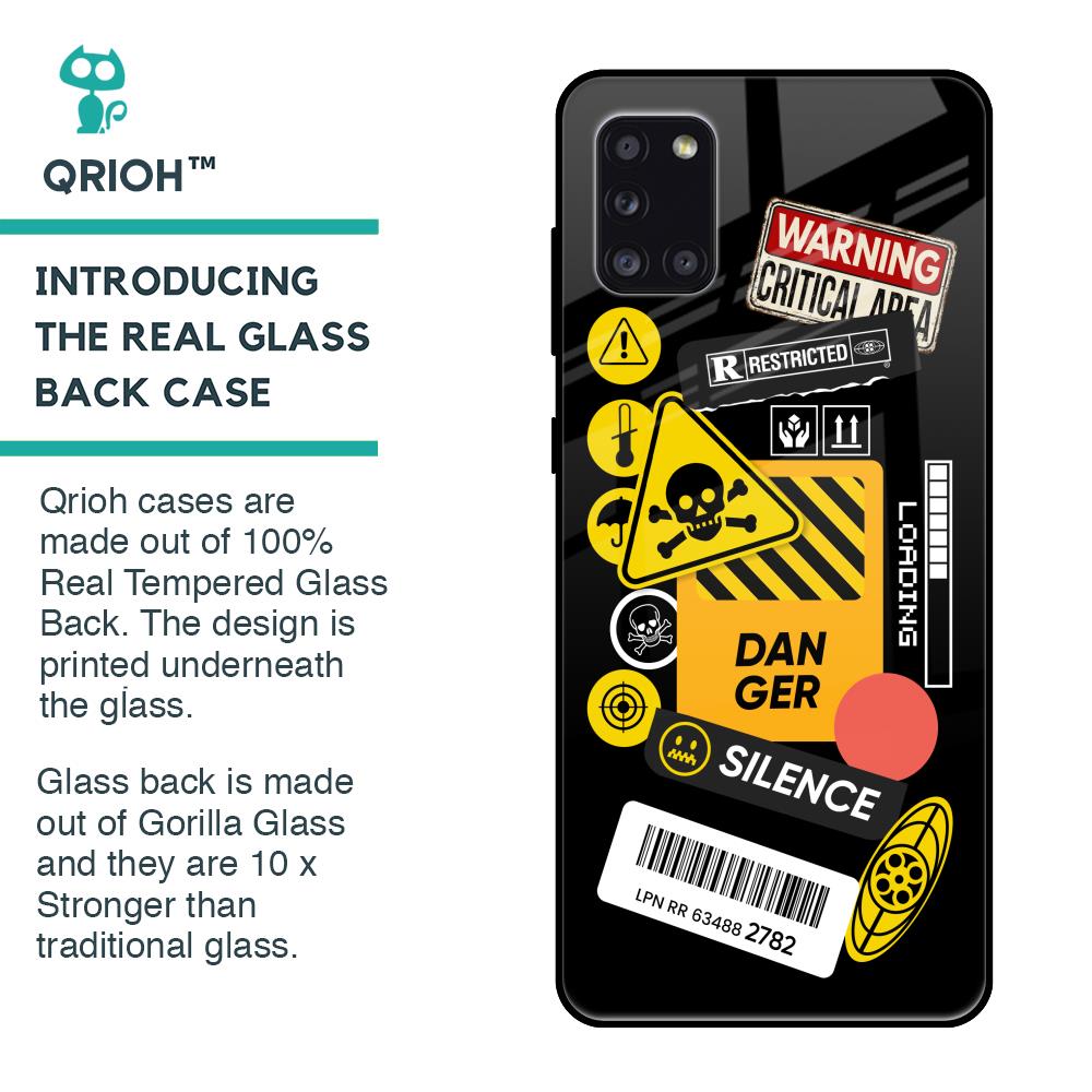 Danger Signs Glass Case for Samsung Galaxy A31