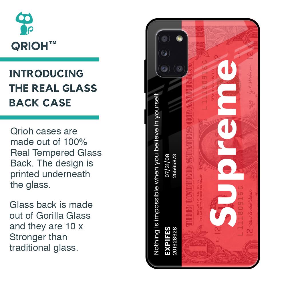 Supreme Ticket Glass Case for Samsung Galaxy A31