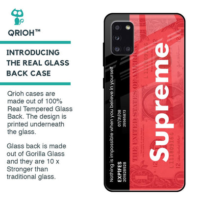 Supreme Ticket Glass Case for Samsung Galaxy A31