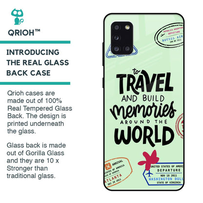 Travel Stamps Glass Case for Samsung Galaxy A31