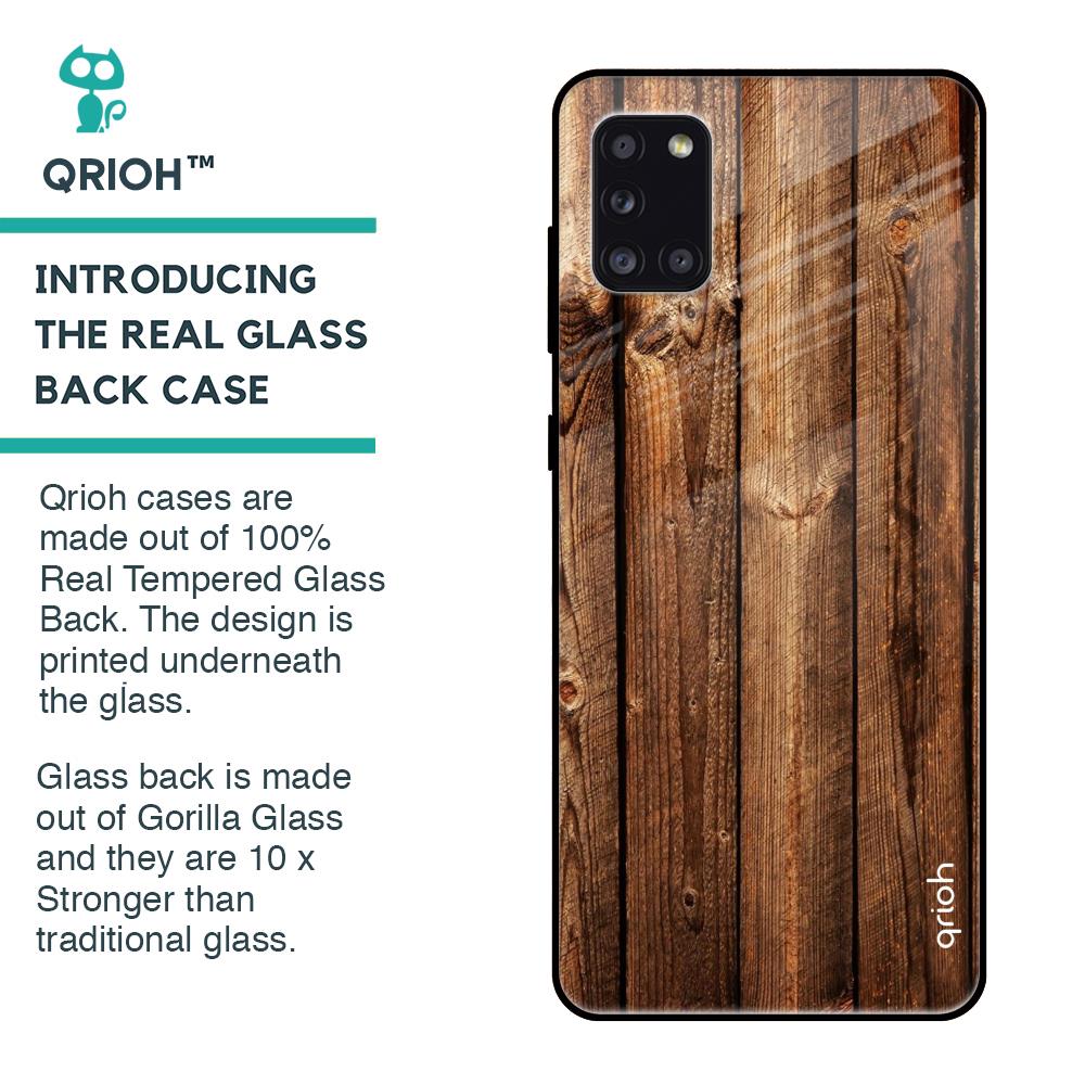 Timber Printed Glass case for Samsung Galaxy A31