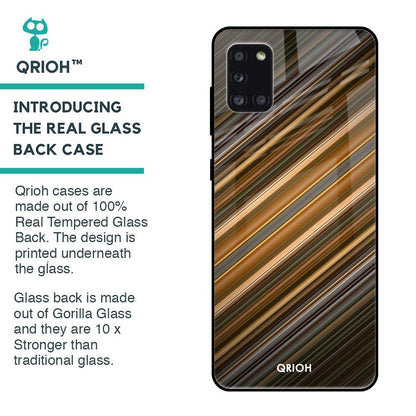 Diagonal Slash Pattern Glass Case for Samsung Galaxy A31