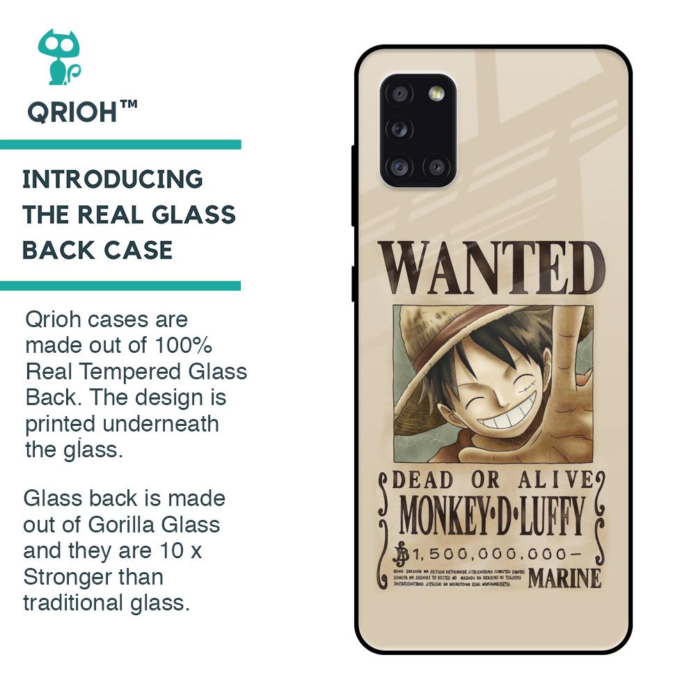Luffy Wanted Glass Case for Samsung Galaxy A31