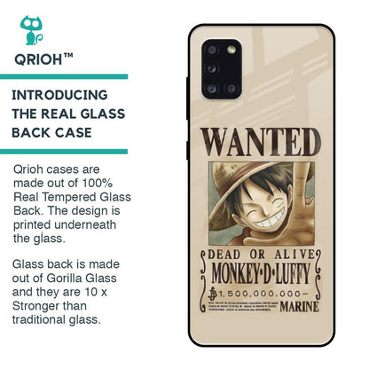 Luffy Wanted Glass Case for Samsung Galaxy A31