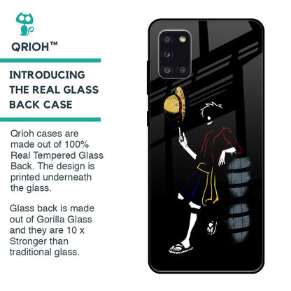 Luffy Line Art Glass Case for Samsung Galaxy A31