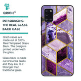Purple Rhombus Marble Glass Case for Samsung Galaxy A31