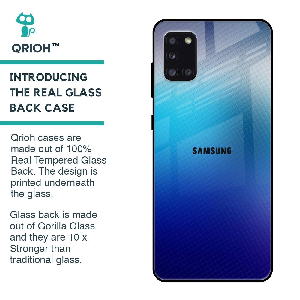 Blue Rhombus Pattern Glass Case for Samsung Galaxy A31