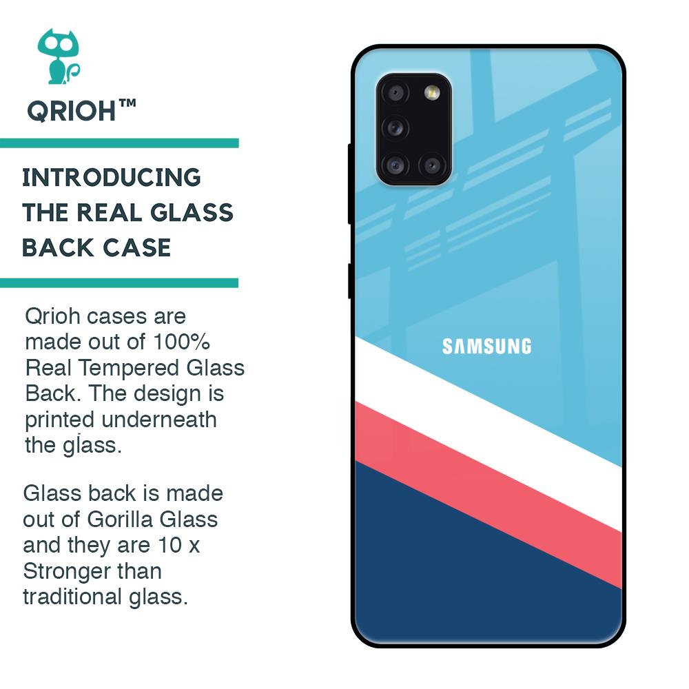 Pink & White Stripes Glass Case For Samsung Galaxy A31