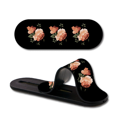 Black Floral Glass case with Slider Phone Grip Combo