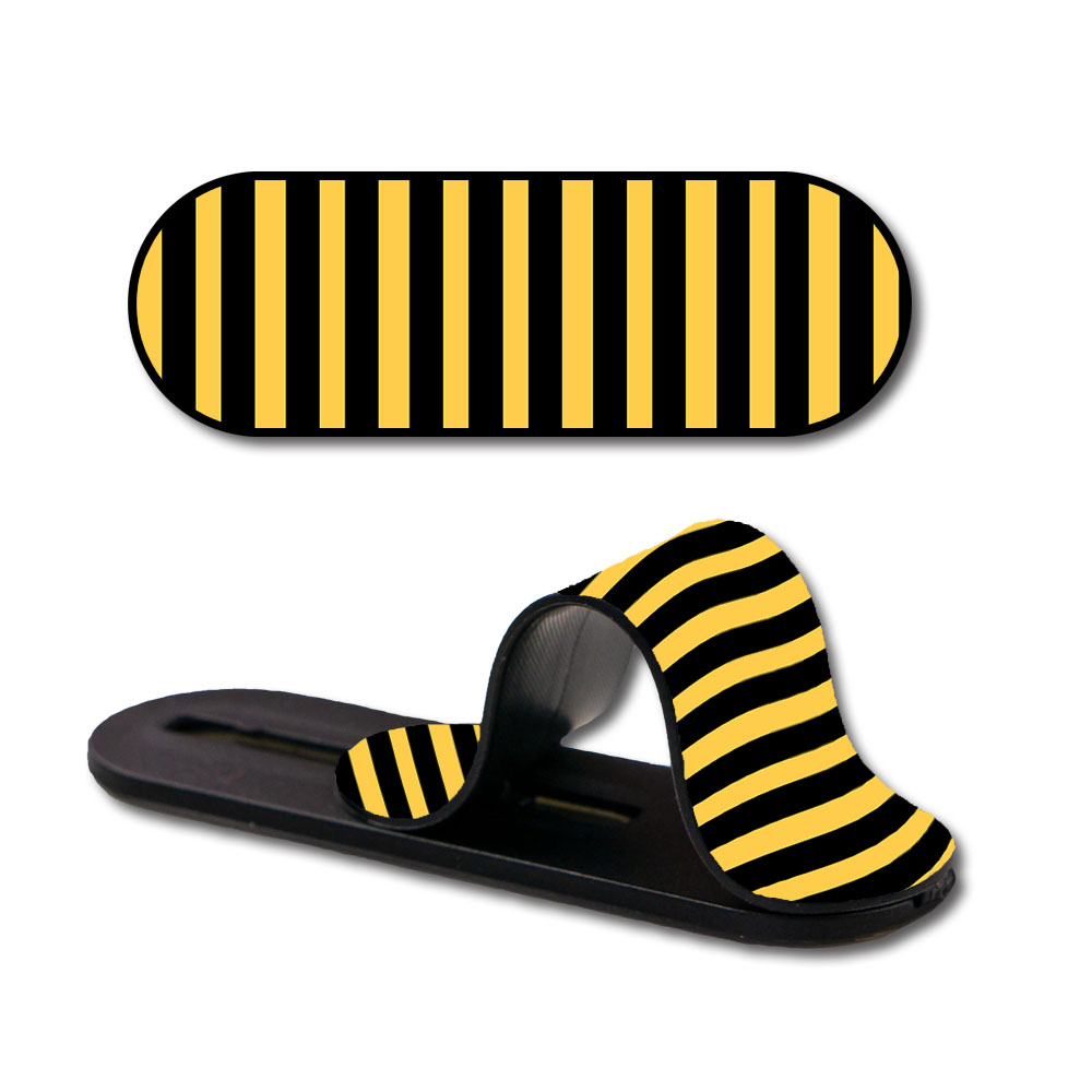 Black And Yellow Stripes Glass case with Slider Phone Grip Combo