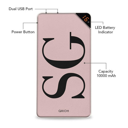 Solid Pink Initials Customized Power Bank