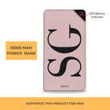 Solid Pink Initials Customized Power Bank