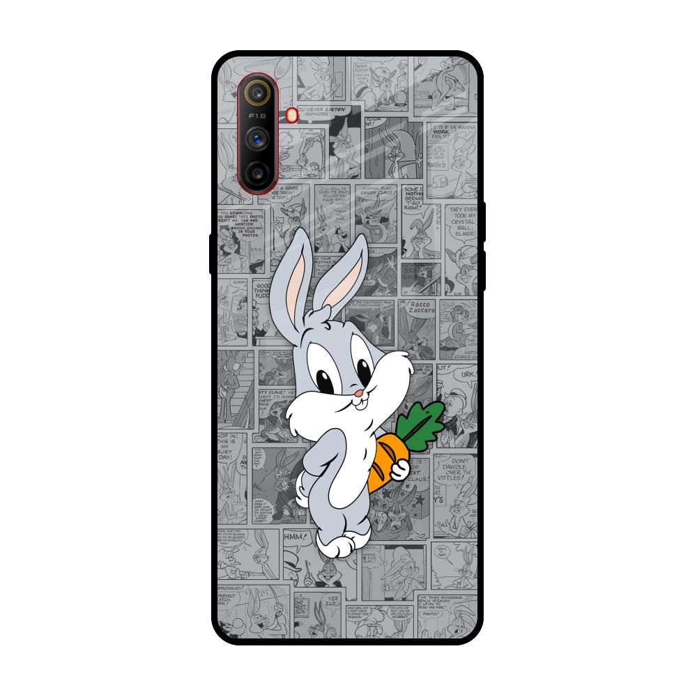 Cute Baby Bunny Realme C3 Glass Back Cover Online