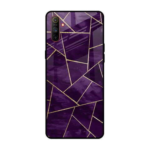 Geometric Purple Realme C3 Glass Back Cover Online