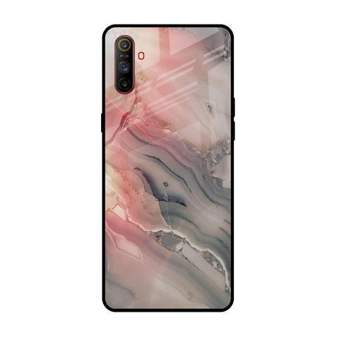 Pink And Grey Marble Realme C3 Glass Back Cover Online