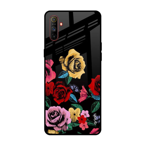 Floral Decorative Realme C3 Glass Back Cover Online