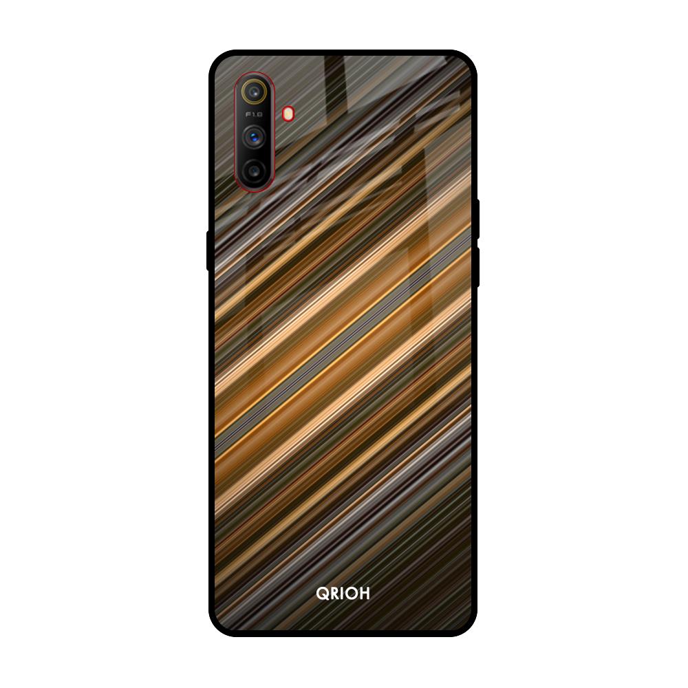 Diagonal Slash Pattern Realme C3 Glass Back Cover Online